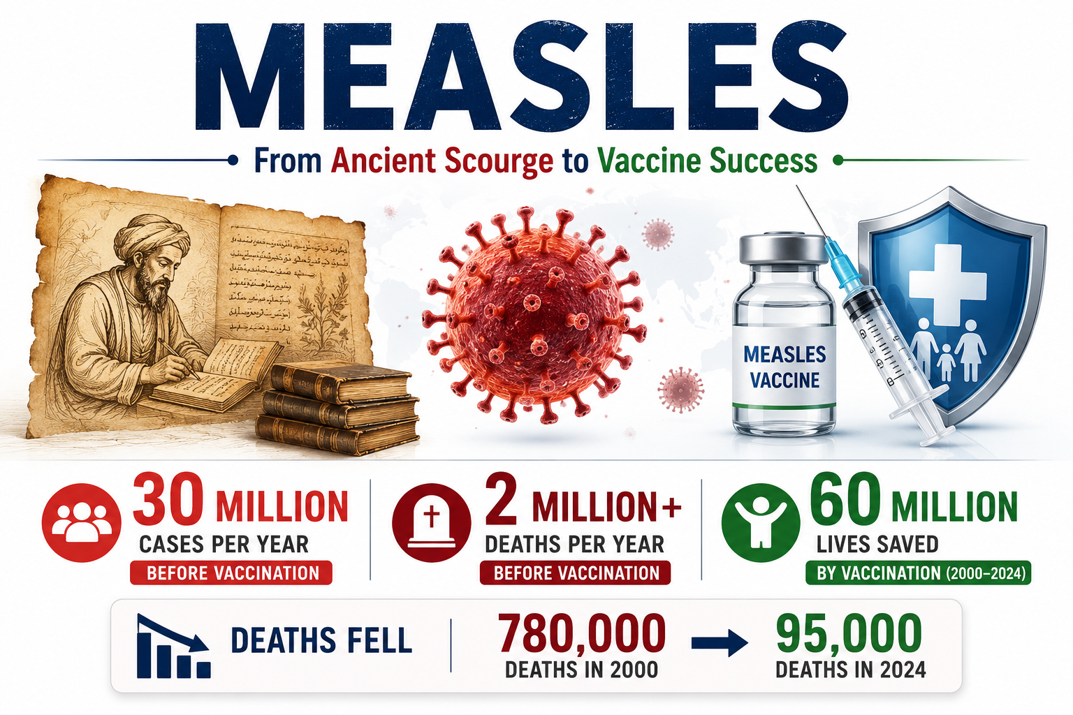 History of Measles: Major Outbreaks, Vaccine Development, and Global Impact